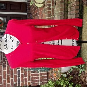 Talbots Vibrant Red Cardigan Sweater With Cashmere